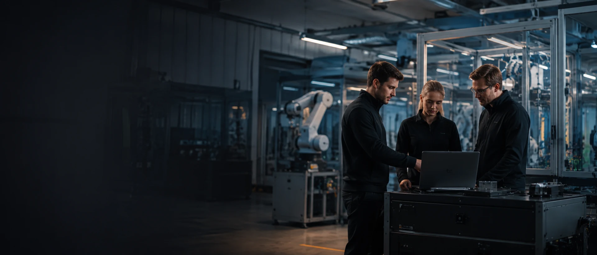 Engineering-Team bei der Projektplanung in moderner Automatisierungsumgebung